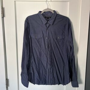 John Varvatos Mens Dark Navy Button-Down Shirt